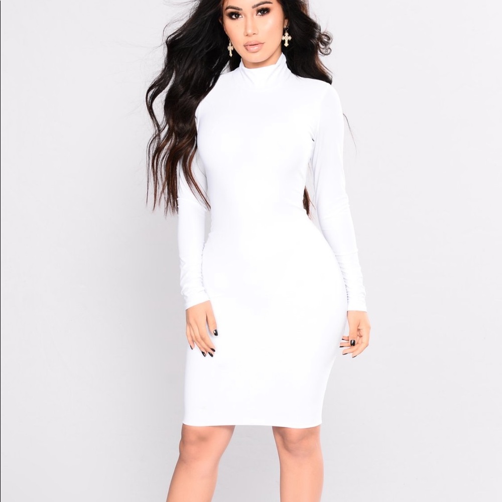 White long sleeve Bodycon Dress